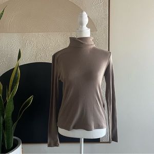 Taupe, ribbed turtleneck • Old Navy • stretchy